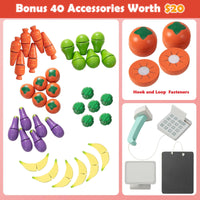 INFANS Grocery Store Marketplace Toy, Kids Wooden Market Stand Pretend Play Set
