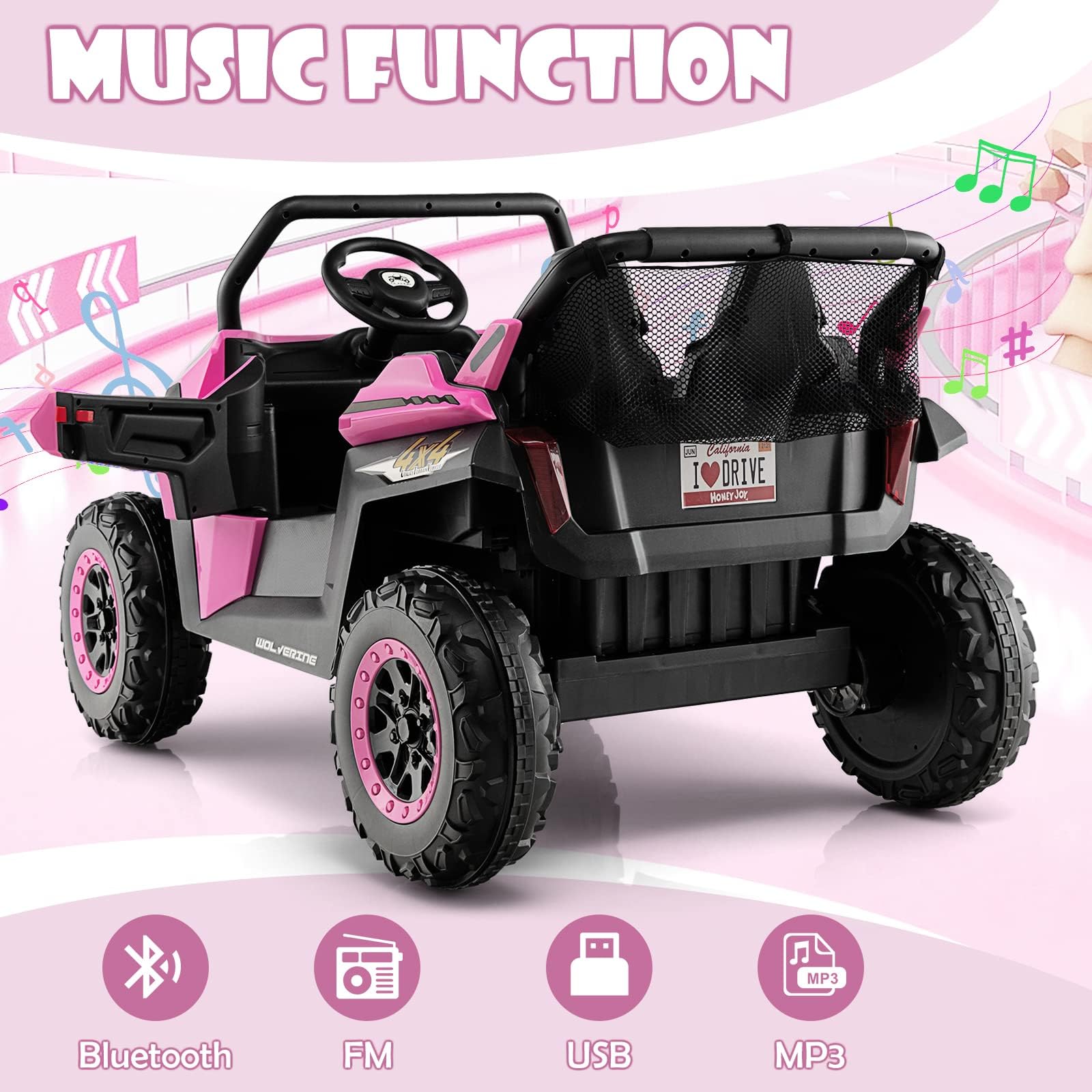 INFANS 2 Seater Kids Ride on UTV, 12V Electric Truck Car with Remote Control, Battery Powered Vehicle