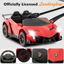 INFANS 2 Seater Kids Ride on Car, 12V 4WD Licensed Lamborghini Veneno Powered Electric Vehicle with Rocking Mode, Remote Control