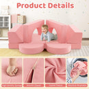 INFANS Mondular Kids Play Couch, 8PCS Toddler Sectional Sofa Building Fort for Bedroom, Imaginative Convertible Floor Cushion