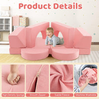 INFANS Mondular Kids Play Couch, 8PCS Toddler Sectional Sofa Building Fort for Bedroom, Imaginative Convertible Floor Cushion