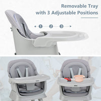 INFANS 8 in 1 Baby High Chair, Convertible Highchair for Babies and Toddlers, Infant Dining Booster Seat, Kids Stool Table Chair Set