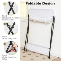 INFANS Baby Changing Table, Folding Diaper Station Portable Nursery Organizer with Safety Belt and Storage Racks