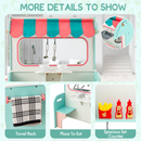 INFANS 2 in 1 Kids Play Kitchen and Restaurant, Double Sided Toddler Wooden Pretend Cooking Set with Stove Sink Microwave Storage Cabinet INFANS