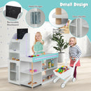 INFANS Kids Grocery Store Playset, Wooden Pretend Play Supermarket with LED Lights, Market Stand Toy