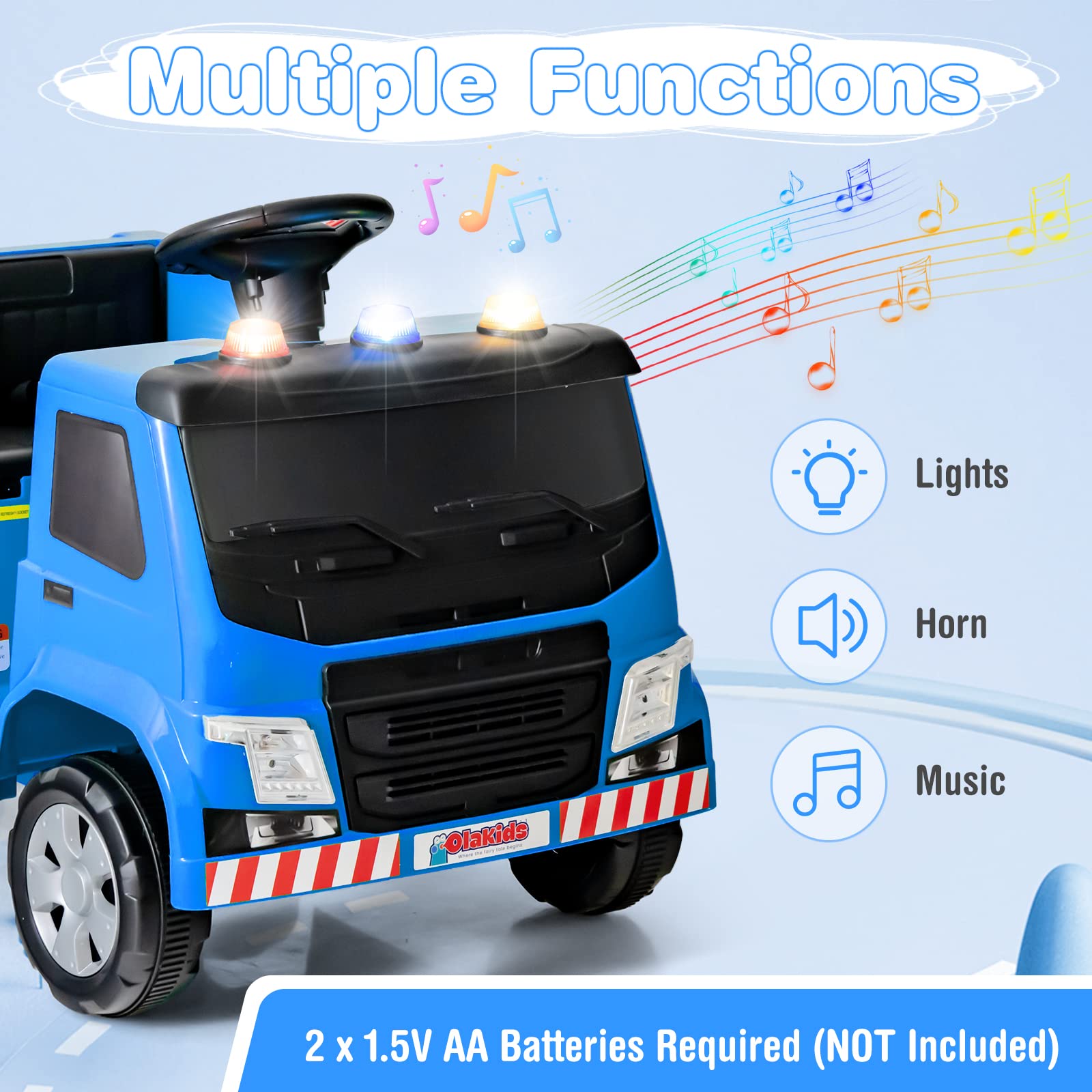INFANS Ride on Car, 6V Recycling Garbage Truck Electric Vehicle with Music, Horn, Warning Lights