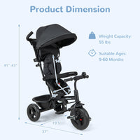 INFANS Kids Tricycle, 6 in 1 Baby Trike Toddler Bike with Reversible Seat, Adjustable Push Handle, Removable Canopy