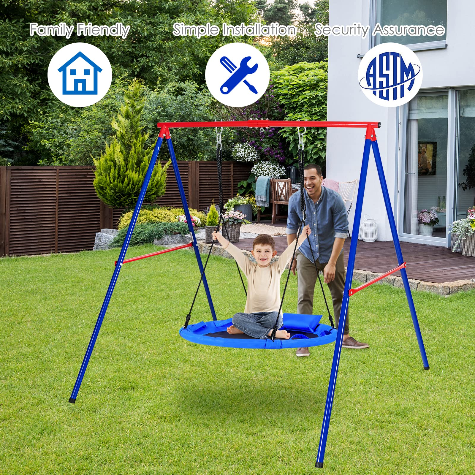 INFANS 660lbs 40 Inch Saucer Tree Swing, Round Flying Swing Seat for Kids, Outdoor Round Platform Swing