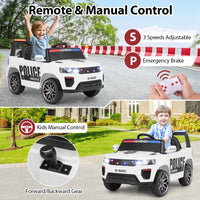 INFANS Ride on Police Car, 12V Kids Battery Powered Electric Vehicle with Siren, Flashing Lights, Bluetooth, Power Display