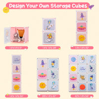 INFANS Children Wardrobe, Cute for Kids Bedroom Nursery Armoire with 12 Cube, Kid Clothes Storage Organizer