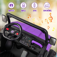 INFANS 2 Seater Ride on UTV, 12V Kids Electric Vehicle Dump Truck, Toddlers Battery Powered Car with Music