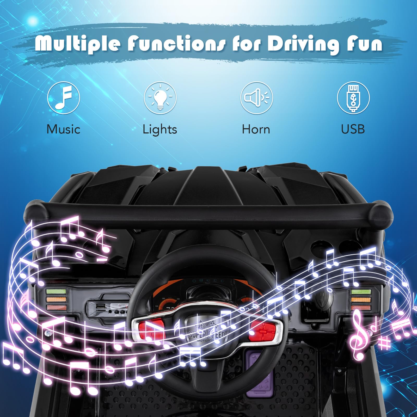 INFANS 12V Ride on Car UTV, Battery Powered Off-Road Kids Electric Vehicles with Remote Control, Music, Horn, MP3, Lights