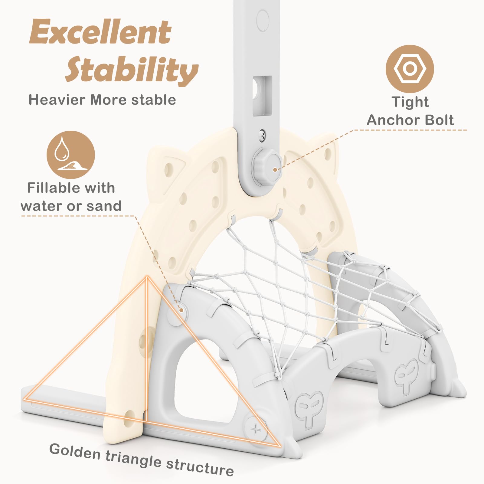 INFANS Toddler Basketball Hoop, 3 in 1 Height Adjustable Kids Sports Activity Center Indoor with Soccer Goal Golf Ball and Club