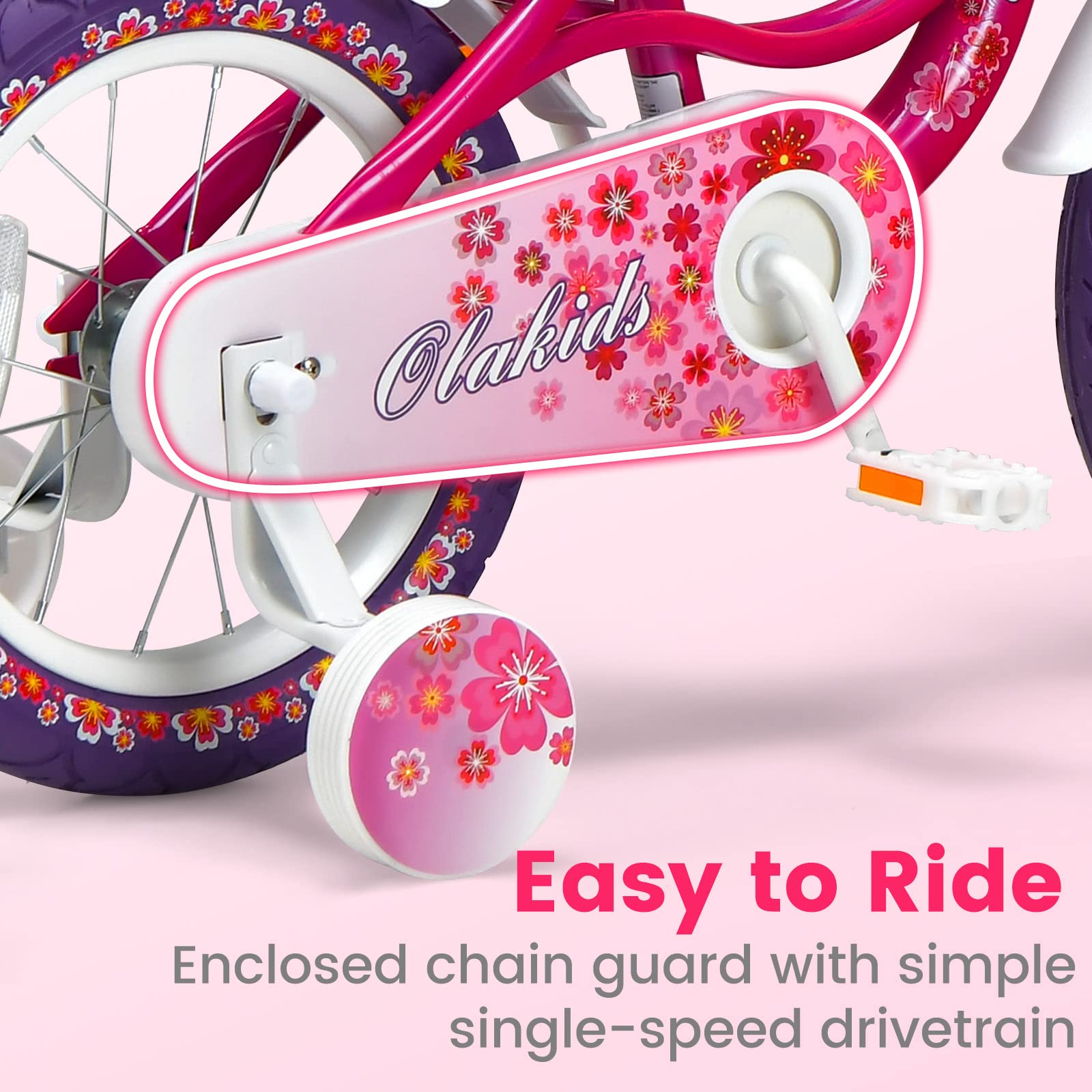 INFANS Kids Bike for Girls, 14 16 Inch Children's Bicycle with Removable Training Wheels and Doll Seat
