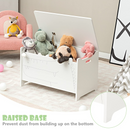 INFANS Wooden Toy Chest , Wide Kids Toy Box Storage Space with Safety Hinge and Handles INFANS