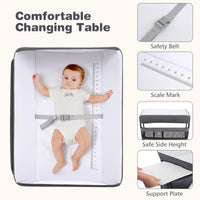 INFANS Baby Changing Table with Wheels, Portable Folding Diaper Station Nursery Organizer with Adjustable Height