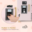 INFANS Kids Kitchen Playset, Toddler Wooden Pretend Cooking Toy Set with Acrylic Drawing Board Ice Machine Dishwasher