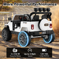 INFANS 2 Seater Ride on Truck, 12V Battery Powered Electric Vehicle for Kids with Remote Control, Power Display, LED Lights