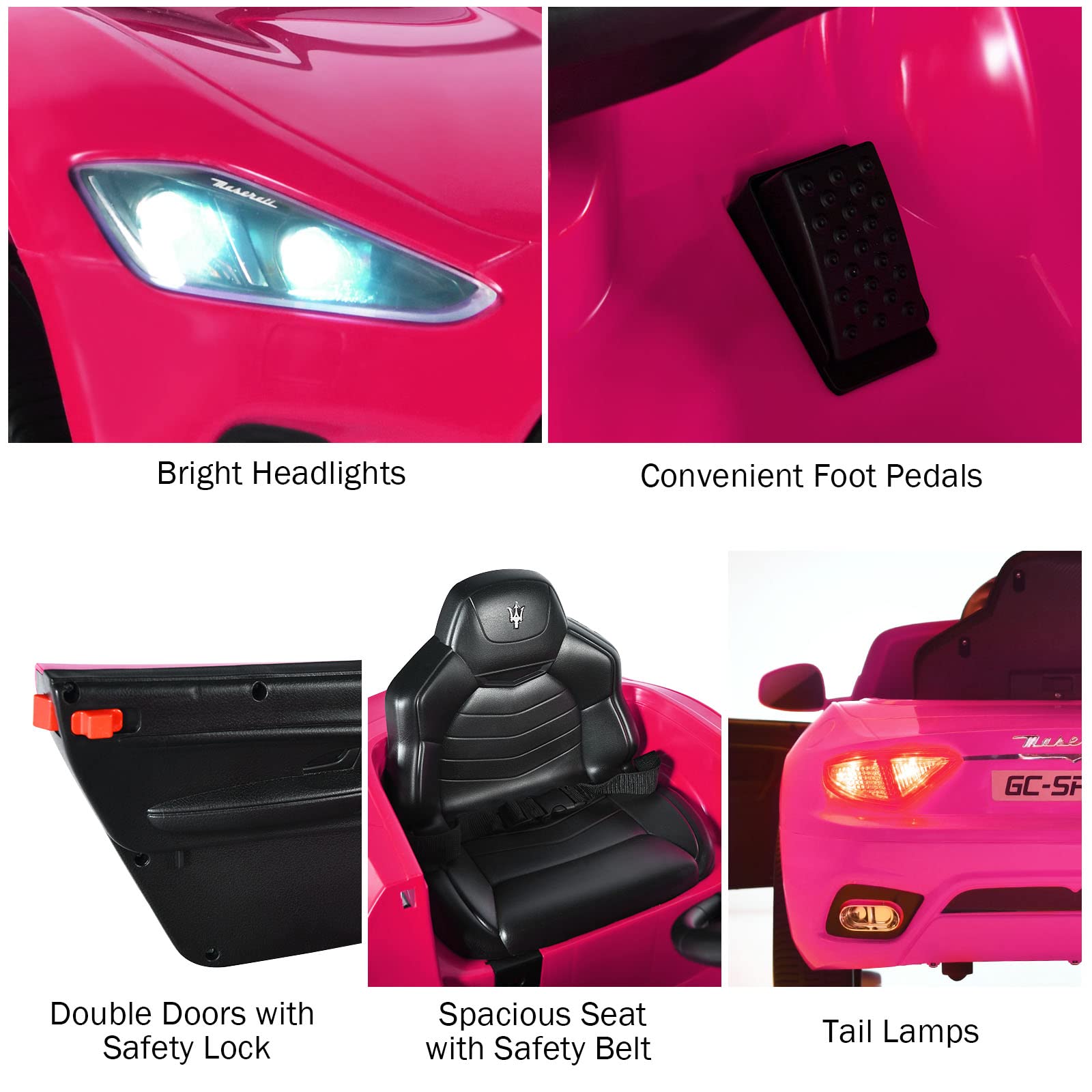 Pink Licensed Maserati Electric Vehicle with Remote Control