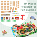 INFANS Train Table, 80 Pieces Wooden Kids Activity Toy Table Playset with Reversible Detachable Tabletop