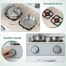 INFANS Kid Kitchen Playset, Toddler Wooden Pretend Cooking Set with Realistic Light & Sound, Stove, Sink, Microwave