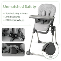 INFANS Baby High Chair, Convertible Quick Folding Portable Highchair for Babies and Toddlers with Adjustable Height