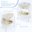 INFANS 2 in 1 Baby Changing Table with Bath Tub Unit, Folding Diaper Dresser Station with Wheels Waterproof Pad