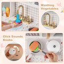 INFANS Kids Kitchen Playset, Toddler Wooden Kitchen Pretend Cooking Toy Set with Coffee Maker