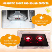 INFANS Corner Kids Kitchen Playset, Toddler Wooden Pretend Cooking Set, Simulation Play Kitchen Toy