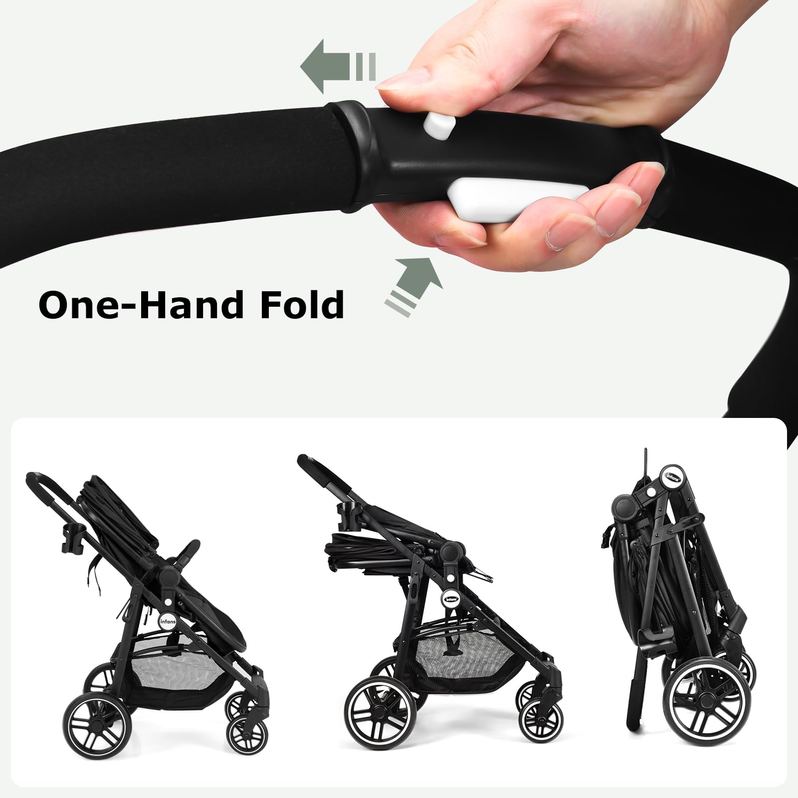 INFANS 2 in 1 Baby Stroller, High Landscape Infant Stroller, Foldable Pushchair