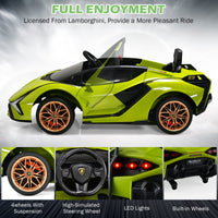 INFANS 12V Licensed Lamborghini Sian Kids Ride on Car with Parent Remote Control, Electric Toy Roadster Carbon Fiber Textured