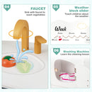 INFANS Corner Kids Kitchen Playset, Toddler Wooden Pretend Cooking Set with Lights Sounds Coffee Machine Washing Machine