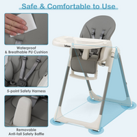 INFANS High Chair for Babies and Toddlers, Foldable Highchair with 7 Different Heights 4 Reclining Backrest Seat 3 Setting Footrest INFANS