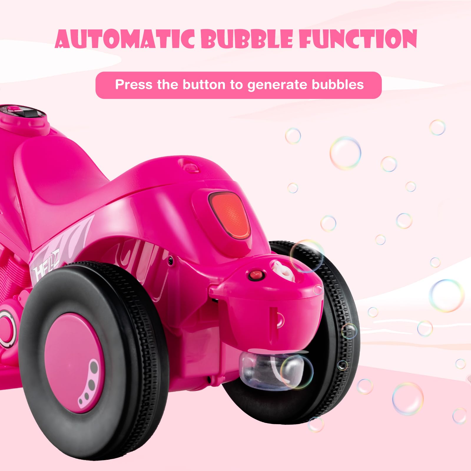 INFANS Kids Motorcycle, 6V Electric Ride on Car with Automatic Bubble Function for Children, Toddler Ages 3+