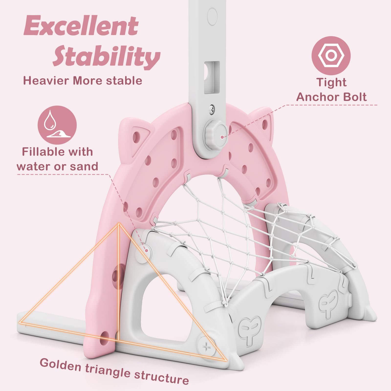 INFANS Toddler Basketball Hoop, 3 in 1 Height Adjustable Kids Sports Activity Center Indoor with Soccer Goal Golf Ball and Club