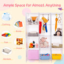 INFANS Children Wardrobe, Cute for Kids Bedroom Nursery Armoire with 12 Cube, Kid Clothes Storage Organizer