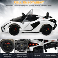INFANS 12V Licensed Lamborghini Sian Kids Ride on Car with Parent Remote Control, Electric Toy Roadster Carbon Fiber Textured