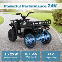 24V 4x4 Ride on Car Kids ATV Quad with Bluetooth Music