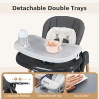INFANS Baby High Chair, High Chairs for Babies & Toddlers with Adjustable Height, Easy to Clean Convertible Quick Folding