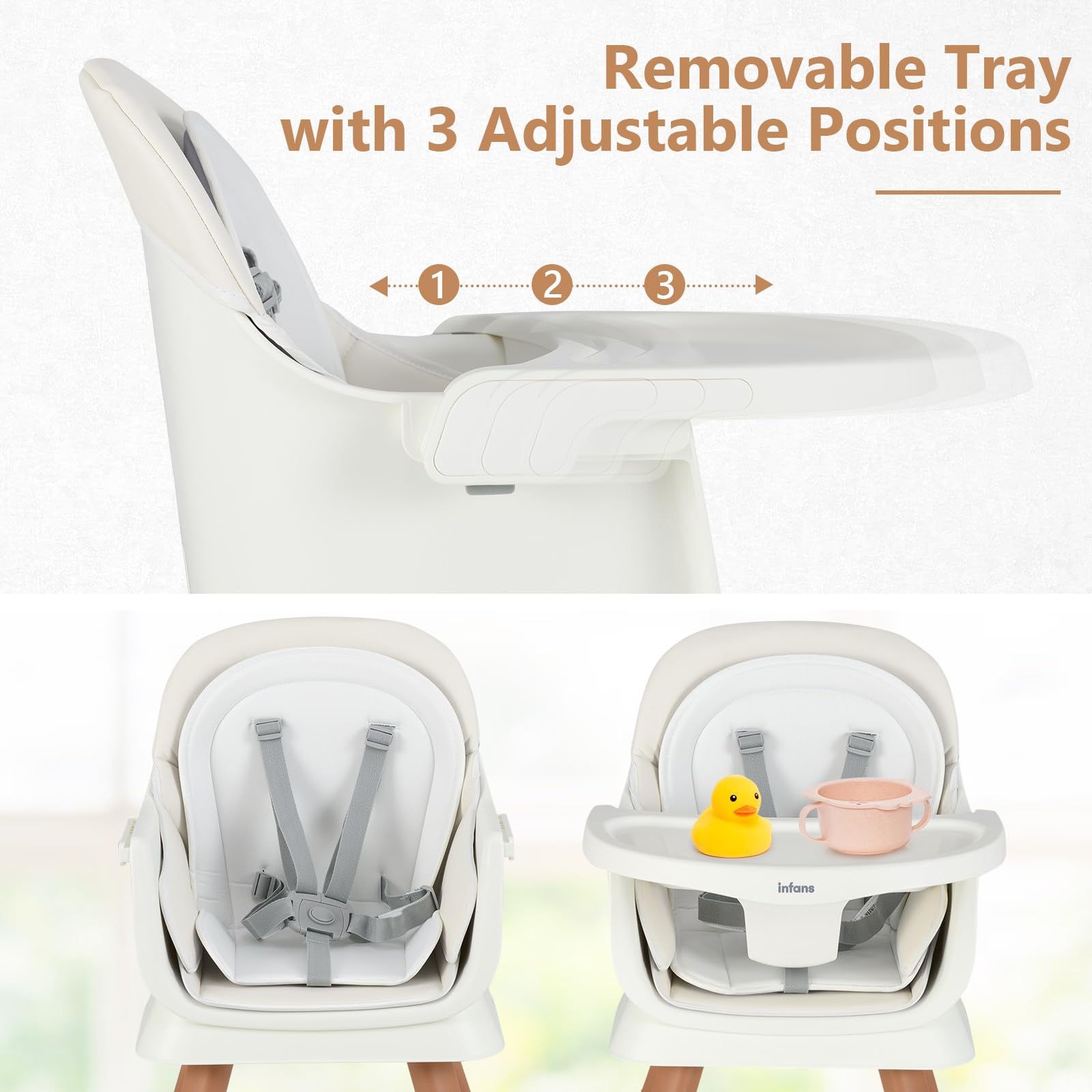 INFANS 8 in 1 Baby High Chair, Convertible Highchair for Babies and Toddlers, Infant Dining Booster Seat, Kids Stool Table Chair Set