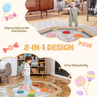 INFANS Montessori Wooden Balance Beam Stepping Stones for Kids, 12 Piece Obstacle Course for Playroom