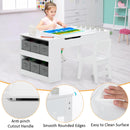 INFANS 3 in 1 Kids Art Table and Chair Set, Toddler Craft Play Wood Activity Desk with 2 Chairs Storage Canvas Bins