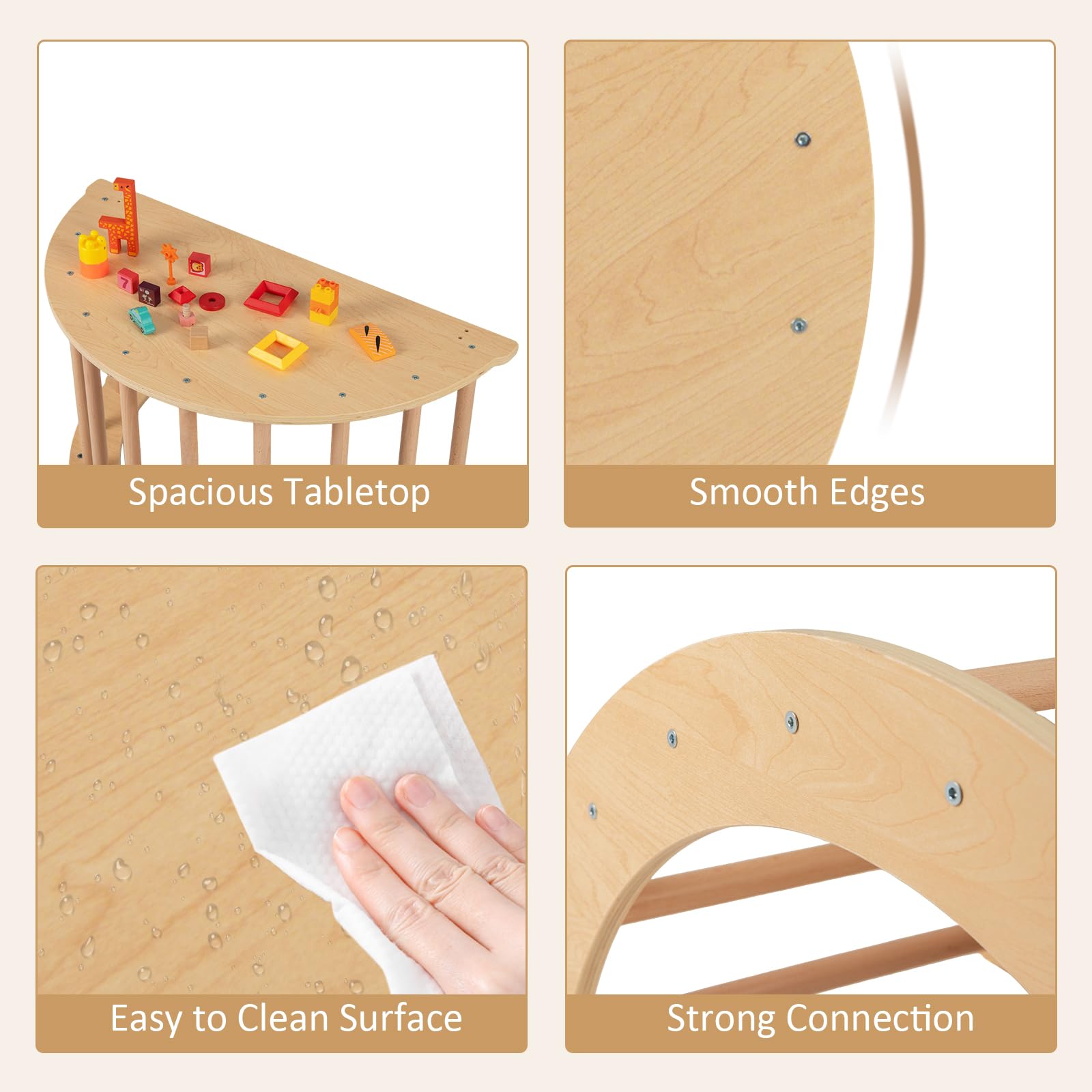 INFANS 6 in 1 Montessori Wooden Arch Climber Rocker with Cushion