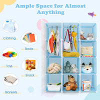 INFANS Children Wardrobe, Kid Closet Portable Baby Dresser Cute for Kids Bedroom Nursery Armoire with Doors