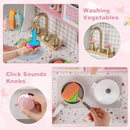 INFANS Kids Kitchen Playset, Toddler Wooden Kitchen Pretend Cooking Toy Set with Coffee Maker