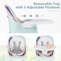 INFANS 8 in 1 Baby High Chair, Convertible Highchair for Babies and Toddlers, Infant Dining Booster Seat, Kids Stool Table Chair Set