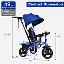INFANS Kids Tricycle, 4 in 1 Stroll Trike with Adjustable Push Handle, Suitable for 10 Months to 5 Years