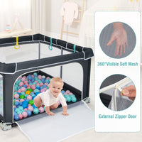 INFANS Baby Playpen, 50’’x50’’ Foldable Large Baby Playard, Indoor Outdoor Kids Activity Center Baby Fence