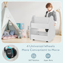 INFANS Kids Bookshelf with Wheels, Wooden Bookcase Toy Storage Cabinet Organizer Holder