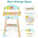 INFANS Kids Grill Playset, Wooden Pretend BBQ Toy Set with 21 Food Accessories, Role Play Kitchen Cooking Set